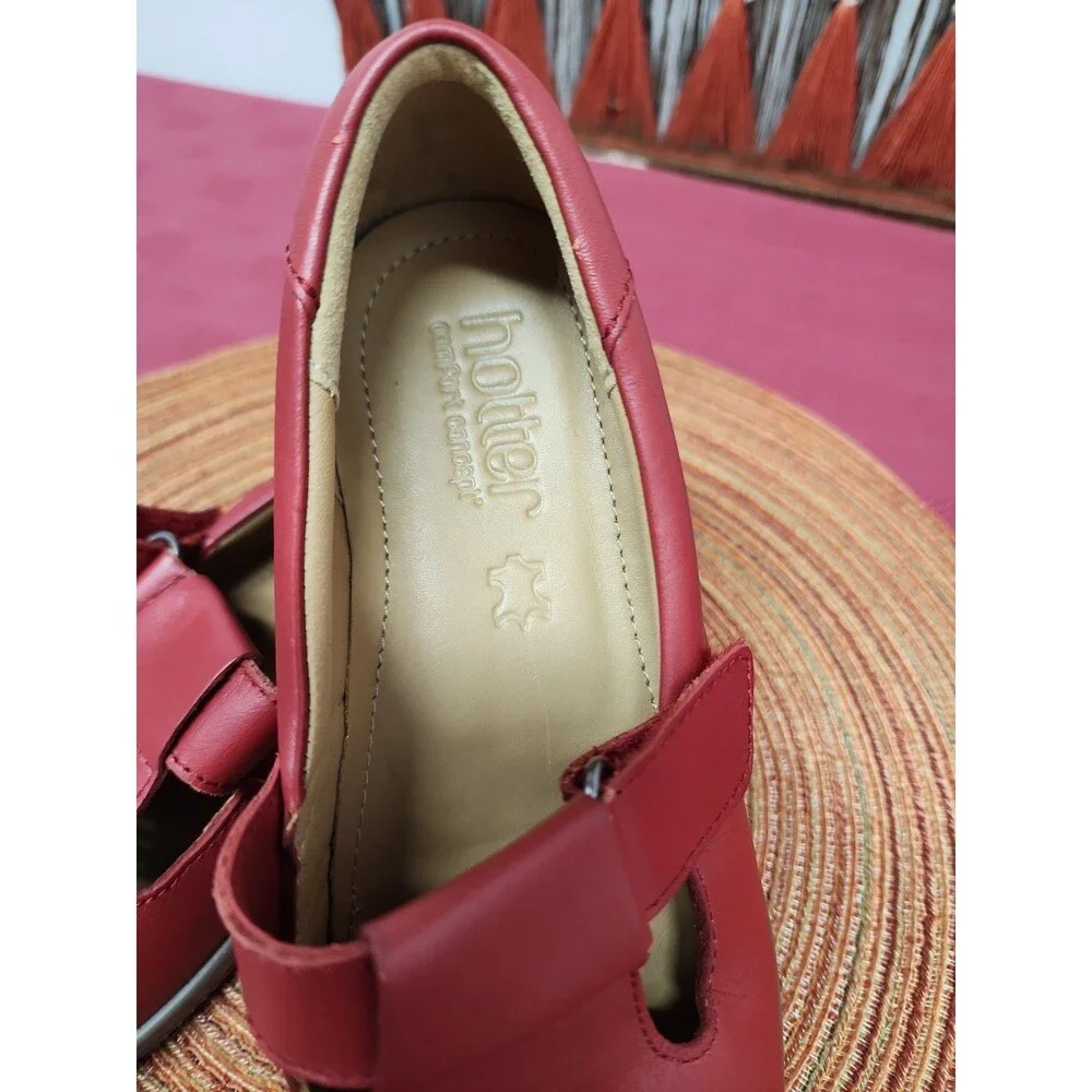 Hotter Sunset Comfort Concept Maryjanes Red Leather New Size 7 Made In The UK